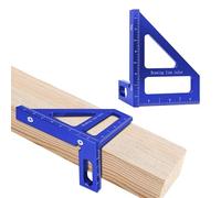 3D Multi Angle Measuring Ruler, 45° & 90° Degree Triangle Scriber Square Protractor, Miter Triangle Ruler Measuring Tool for Engineer Aluminum Inch Scale for Carpenters and Woodworkers (Blue)