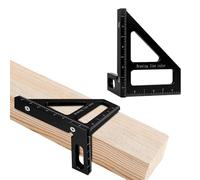 3D Multi Angle Measuring Ruler, 45° & 90° Degree Triangle Scriber Square Protractor, Miter Triangle Ruler Measuring Tool for Engineer Aluminum Inch Scale for Carpenters and Woodworkers (Black)