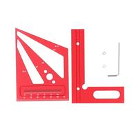 3D Multi Angle Measuring Ruler Aluminium Alloy Woodworking Layout Square Tool with 22.5-90 Degree Protractor Scales for Carpentry and DIY Projects (Red)