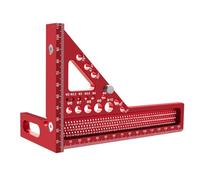 3D Multi Angle Measuring Ruler, Aluminum Alloy Woodworking Square, Metric 22.5-90 Degree Carpenter Hole Scribing Tool with Pin, Thickened CNC Anodized Red Ruler for Engineers and