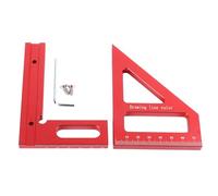 3D Multi Angle Measuring Ruler, Aluminum Alloy Woodworking Square Protractor, 45 and 90 Degree Miter Triangle Layout Tool with Imperial Scale for Carpenter Engineer DIYer (Red)