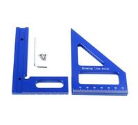3D Multi Angle Measuring Ruler, Aluminum Alloy Woodworking Square Protractor, 45 and 90 Degree Miter Triangle Layout Tool with Imperial Scale for Carpenter Engineer DIYer (Blue)