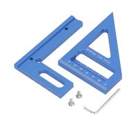 3D Multi Angle Measuring Ruler, Aluminum Alloy Woodworking Square Protractor with 45 and 90 Degree Angles, Miter Triangle Ruler for Woodworking, DIY, Carpentry and Pipe (Blue)