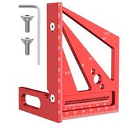 3D Multi Angle Measuring Ruler, Woodworking Angle Ruler Alloy Miter Triangle Ruler Layout Measuring Tool, 45/90° Triangle Scriber Square Protractor with Angle Position Pin for Engineer (Red)