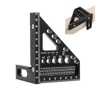 3D Multi-Angle Speed Square,22.5-90° High Precision Aluminum Alloy Carpenter Square,Multi-Functional Layout Measuring Tool with Drill Holes for Precision Woodworking,Construction & Engineering (Black)