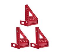 3D Multi-Purpose Carpenter’s Triangle Square, Aluminum Alloy Angle Measuring Tool with Drill Guide Holes, 0°-90° Protractor Layout Ruler for Woodworking and Construction, Lightweight & Durable (3pcs)
