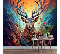 3D Mural Colorful Elk Graffiti 400x280cm,Abstract Art Silk Cloth Decor Wallpaper,for Bedroom Living Room Sofa TV Background Not Self Adhesive