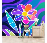 3D Mural Colorful Hand-Painted Flowers 130x80cm,Abstract Modern Art Silk Cloth Decor Wallpaper,for Bedroom Living Room Sofa TV Background Not Self Adhesive