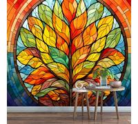 3D Mural Colorful Leaf Textures 300x240cm,Modern Abstract Art Silk Cloth Decor Wallpaper,for Bedroom Living Room Sofa TV Background Not Self Adhesive