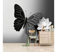3D Mural Gray Origami Butterfly 400x280cm,Light Gray Gradient Modern Simple Silk Cloth Decor Wallpaper,for Bedroom Living Room Sofa TV Background Not Self Adhesive