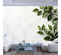 3D Mural Paintings for Wall Green leaves on white marble modern style Green leaves on white marble modern styleWall Sticker For Adults Kids Room Picture Art Decor Paintings For Living Room Bedroom Wa