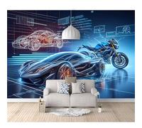 3D Mural Photo Self-Adhesive Wallpaper Sports Cars, Automobiles, Futuristic Technology 100x70cm Interior Decor Panel Wall Bathroom Restaurant Hall Living Room Hallway