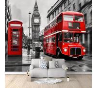 3D Mural Photo Wallpaper City London Double-Decker Bus Red 350x256 cm Backdrop Wall Interior Decor Wallpaper 3D Panel Wall Bathroom Restaurant Hall Living Room Hallway
