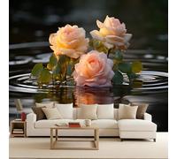 3D Mural Photo Wallpaper Floral Non-Woven 366x256cm Backdrop Wall Interior Decor Pink Roses Wallpaper 3D Panel Wall Natural Beauty Murals Restaurant Hall Living Room Hallway