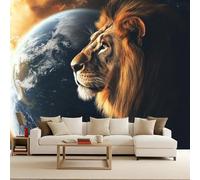 3D Mural Photo Wallpaper Lion Non-Woven 366x256cm Backdrop Wall Interior Decor Universe Planet Earth Lion Wallpaper 3D Panel Wall Animals Murals Restaurant Hall Living Room Hallway