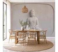3D Mural Photo Wallpaper - Minimalist Relief White Buddha Cloud Pattern Lotus Throne Wall Interior Decor Wallpaper, 3D Panel Bathroom Restaurant Hall Hallway Wall Art,Platinum Gray 350 × 256 cm