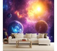 3D Mural Photo Wallpaper Space Planet Non-Woven 366x256cm Backdrop Wall Interior Decor Solar System Wallpaper 3D Panel Wall Galaxy Murals Restaurant Hall Living Room Hallway