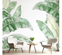 3D Mural Photo Wallpaper White Green Simple Banana Leaf Backdrop Wall Watercolor Plants Interior Decor Panel Bathroom Restaurant Hall Living Children Room Hallway Art Murals,150X105Cm