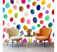 3D Mural Wallpaper 350 x 256 cm Bedroom Home Poster Decoration Watercolor Polka Dots Non-Woven Fabrics Mural Wall for Bedrooms Colorful Photo Wallpaper Wall Mural for Living Room Bedroom
