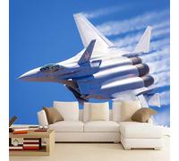 3D Mural Wallpaper Airplane Poster Art Photo Wallpaper Non-Woven 3D Effect Fighter Wallpaper Mural Decoration for Bedroom Living Room Corridor 430 x 300 cm