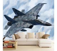 3D Mural Wallpaper Airplane Poster Art Photo Wallpaper Non-Woven 3D Effect Fighter Wallpaper Mural Decoration for Bedroom Living Room Corridor 150 x 100 cm