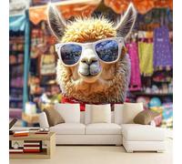 3D Mural Wallpaper Alpaca Poster Art Photo Wallpaper Non-Woven 3D Effect Animal Wallpaper Mural Decoration for Bedroom Living Room Corridor 350 x 245 cm