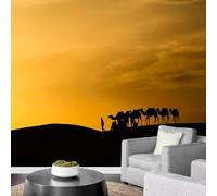 3D Mural Wallpaper Camel Silhouette in The Desert 200x150cm，Landscape Silk Cloth Decor Wallpaper,for Living Room Bedroom