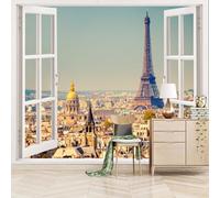 3D Mural Wallpaper City View from The Window 274x203cm，Modern Architecture Silk Cloth Decor Wallpaper,for Living Room Bedroom