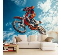 3D Mural Wallpaper Extreme Sports Poster Art Photo Wallpaper Non-Woven 3D Effect Motorcycle Wallpaper Mural Decoration for Bedroom Living Room Corridor 430 x 300 cm