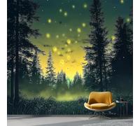 3D Mural Wallpaper for Living Room, Bedroom, Kids Room Fantasy Forest - Large Photo Mural for Tv Background Wall Fireflies Dancing in The Forest Non-Woven Art Decor Poster 300 X 210 Cm