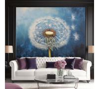 3D Mural Wallpaper for Living Room, Bedroom, Kids Room Watercolor Dandelions - Large Photo Mural for Tv Background Wall Flying Dandelions Non-Woven Art Decor Poster 300 X 210 Cm