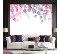 3D Mural Wallpaper for Living Room, Bedroom, Kids Room Watercolor Eucalyptus Leaves - Large Photo Mural for Tv Background Wall Falling Eucalyptus Leaves Non-Woven Art Decor Poster 350 X 256 Cm