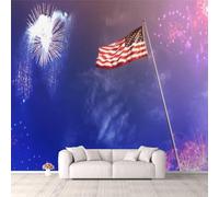 3D Mural Wallpaper Living Room Bedroom Background Wall Paper American Flag 140(W) X70(H) Cm 3D Child Room Mural Living Room Bedroom Kindergarten Early Education Center Background Wall-711997