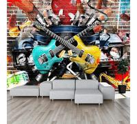 3D Mural Wallpaper Living Room Bedroom Background Wall Paper Guitar Musical Instrument Music Doodle 500(W)X350(H)Cm 3D Child Room Mural Living Room Bedroom Kindergarten Early Education Center -9669252