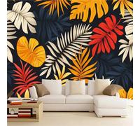 3D Mural Wallpaper Palm Leaves Poster Art Photo Wallpaper Non-Woven 3D Effect Tropical Plants Wallpaper Mural Decoration for Bedroom Living Room Corridor 365 x 254 cm