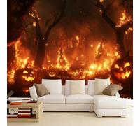 3D Mural Wallpaper Pumpkin Poster Art Photo Wallpaper Non-Woven 3D Effect Halloween Wallpaper Mural Decoration for Bedroom Living Room Corridor 365 x 254 cm
