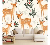 3D Mural Wallpaper Sika Deer Poster Art Photo Wallpaper Non-Woven 3D Effect Fawn Wallpaper Mural Decoration for Bedroom Living Room Corridor 200 x 140 cm