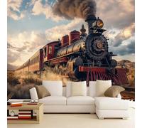 3D Mural Wallpaper Steam Locomotive Poster Art Photo Wallpaper Non-Woven 3D Effect Train Wallpaper Mural Decoration for Bedroom Living Room Corridor 150 x 100 cm