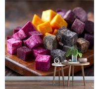 3D Mural Wallpaper Taro Balls Poster Art Photo Wallpaper Non-Woven 3D Effect Purple Sweet Potato Wallpaper Mural Decoration for Bedroom Living Room Corridor 150 x 107 cm