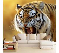 3D Mural Wallpaper Tiger Poster Art Photo Wallpaper Non-Woven 3D Effect King of The Forest Wallpaper Mural Decoration for Bedroom Living Room Corridor 250 x 175 cm