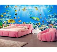 3D Mural Wallpaper Underwater World Coral Reef Wallpaper 3D Effect Murals for Bedroom and Living Room Wall Decoration -KX03991, 310x250cm