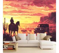 3D Mural Wallpaper Wilderness Poster Art Photo Wallpaper Non-Woven 3D Effect War Horse Wallpaper Mural Decoration for Bedroom Living Room Corridor 200 x 140 cm
