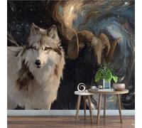 3D Mural Wallpaper Wolf Poster Art Photo Wallpaper Non-Woven 3D Effect Goat Wallpaper Mural Decoration for Bedroom Living Room Corridor 150 x 107 cm