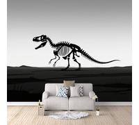 3D Murals Dinosaur Skeleton, Wallpaper Goth Black and White Seriesheadboard Wall Design Hide Uneven Walls High-Definition Pattern Durable & Tear-Resistant 250X175Cm