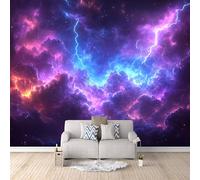 3D Murals Purple, 3D Gothic Wallpaper Nebula Universe 500X280Cm DIY Creative Background Restyling Accent Headboard Mural Quick Installation Bedroom Living Room Cover