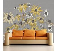 3D Murals Wallpaper Abstract Sunflower 400x280cm,Modern Gray Art Plant Silk Cloth Decor Wallpaper,Apply to Corridor Nursery Living Room