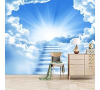 3D Murals Wallpaper Stairway to Heaven 200x150cm，Road to The Sky Silk Cloth Decor Wallpaper,Apply to Corridor Nursery Living Room