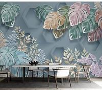 3D Murals Wallpaper Tropical Plant Leaves 300x240cm,Nordic Modern Minimalist Luxury Silk Cloth Wall Art for Living Room Bedroom
