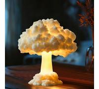 3D Mushroom Cloud Wood Bedside Lamp Night Light Nuclear Blast Mushroom Table Decoration Atomic Bomb Blast Explosion Mushroom Creative Resin Dimmable