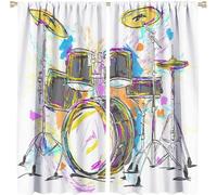 3D Music Instruments Rock Pattern Blackout Curtains for Kids' Bedroom Thermal Insulated & Acoustic Curtains with Grommets Perfect for Home Hotel Office Decor